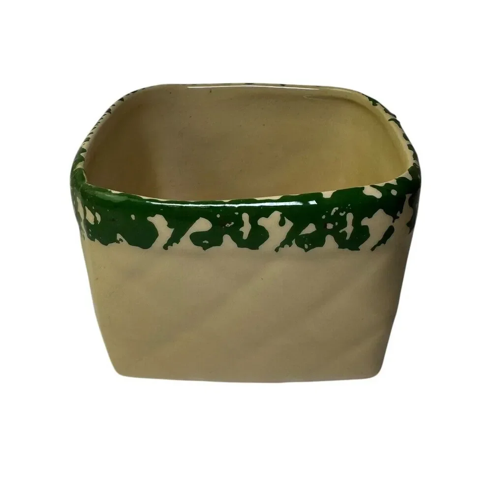 Vintage 1999‎ ALPINE POTTERY ROSEVILLE OHIO Square Bowl Floral Pattern 5